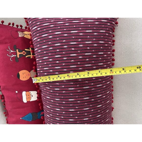 Crate & Barrel Set Of 2 Festive Christmas Lumbar Pillows Covers And Inserts - Picture 7 of 8